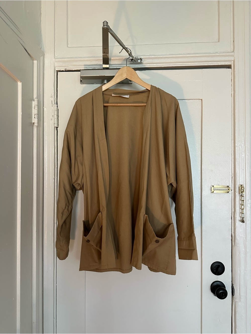 Lightweight Open Front Jacket in Camel Brown